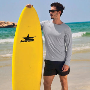 TACVASEN Light Grey Men's UPF 80+ Sun Shirt Quick Dry Long Sleeve Rashguard
