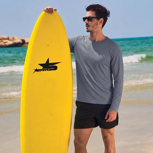TACVASEN Dark Grey Men's UPF 80+ Sun Shirt Quick Dry Long Sleeve Rashguard