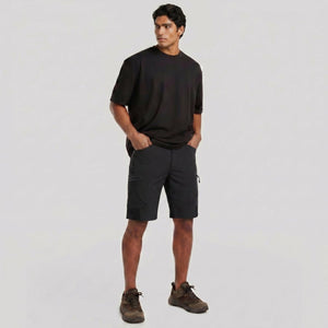 TACVASEN Black Mens Utility Cargo Shorts Outdoor Hiking Shorts