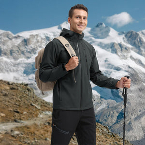 TACVASEN Dark Grey Men's Warm Fleece Lined Softshell Outdoor Jacket
