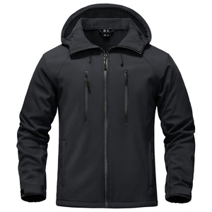 TACVASEN Black Men's Warm Fleece Lined Softshell Outdoor Jacket