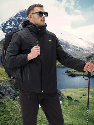 TACVASEN Black Men's Water-Repellent Softshell Jacket