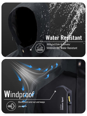 TACVASEN Black Men's Water-Repellent Softshell Jacket