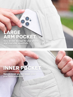 TACVASEN White Men's Water Repellent Windproof Winter Warm Bomber Jacket