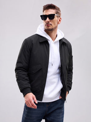TACVASEN Black Men's Water Repellent Windproof Winter Warm Bomber Jacket
