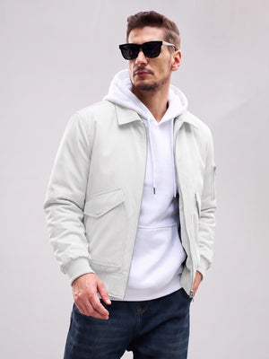 TACVASEN White Men's Water Repellent Windproof Winter Warm Bomber Jacket