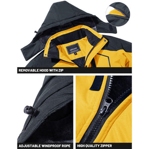 TACVASEN Yellow Insulated Fleece Lined Winter Snow Jacket