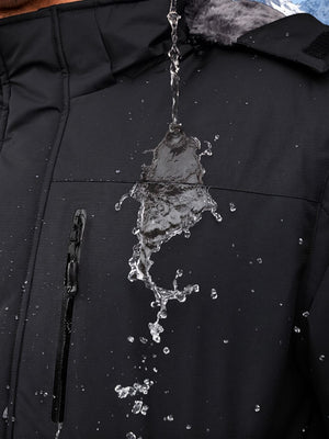 TACVASEN Black Men's Waterproof Fleece Winter Ski Jackets