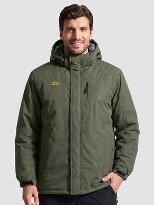 TACVASEN Army Green Men's Waterproof Fleece Winter Ski Jackets