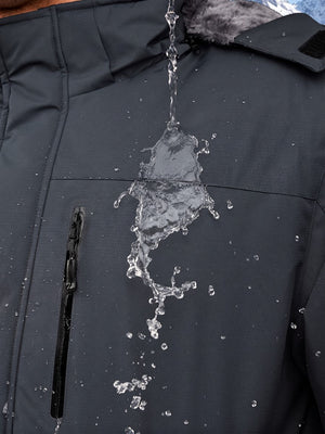 TACVASEN Carbon Grey Men's Waterproof Fleece Winter Ski Jackets