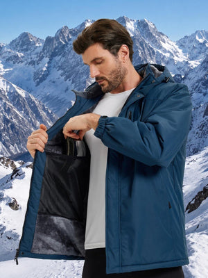 TACVASEN Denim Blue Men's Waterproof Fleece Winter Ski Jackets