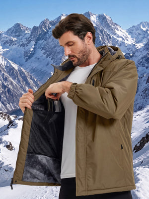 TACVASEN Coffee Men's Waterproof Fleece Winter Ski Jackets