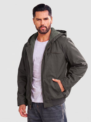 TACVASEN Dark Grey Men's Waterproof Sherpa Lined Work Jacket