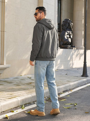 TACVASEN Dark Grey Men's Waterproof Sherpa Lined Work Jacket
