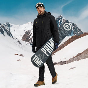 TACVASEN Black Waterproof Ski Parka Jacket Warm Fleece Lined