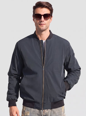 TACVASEN Dark Grey Men's Waterproof Windbreaker Bomber Casual Jackets