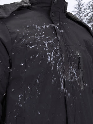TACVASEN Black Men's Windproof Fleece Lined Winter Hiking Jacket for Outdoor