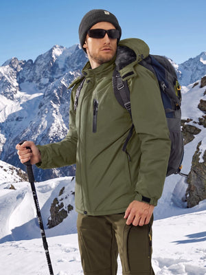 TACVASEN Army Green Men's Windproof Fleece Lined Winter Hiking Jacket for Outdoor