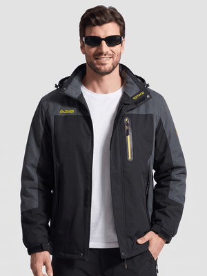 TACVASEN Black Grey Men's Windproof Water Resistant Rain Jacket