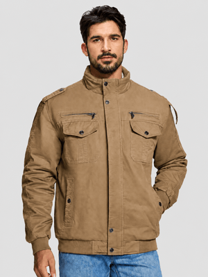 TACVASEN Khaki Men's Winter Cotton Coat Cargo Bomber Jacket