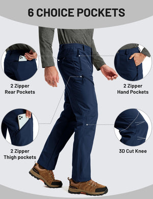 TACVASEN Navy Insulated Fleece Lined Winter Snow Pants