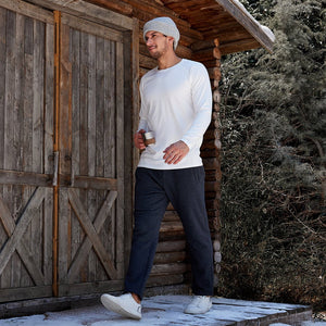 TACVASEN Navy Men's Fleece Sherpa Lined Sweatpants Thicken Warm Jogger Pants