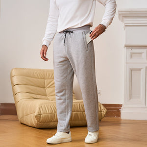 TACVASEN Light Grey Heather Men's Fleece Sherpa Lined Sweatpants Thicken Warm Jogger Pants