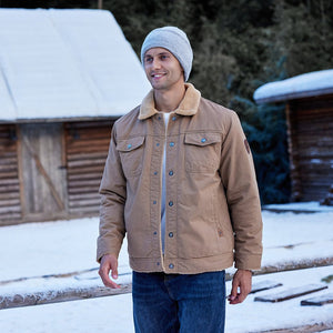 TACVASEN Black Men's Winter Jacket Sherpa Fleece Lined Cargo Coat with Multi Pockets