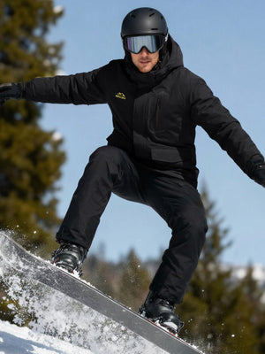 TACVASEN Black Men's Winter Ski Snowboard Waterproof Fleece Jacket