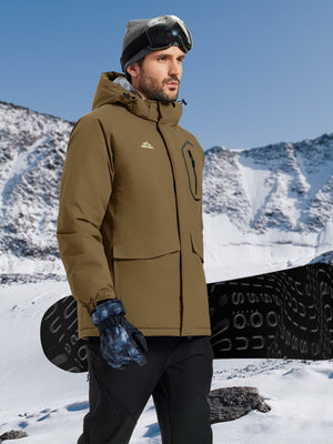 TACVASEN Coffee Men's Winter Ski Snowboard Waterproof Fleece Jacket