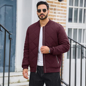 TACVASEN Wine Red Men's Winter Waterproof Bomber Varsity Jackets