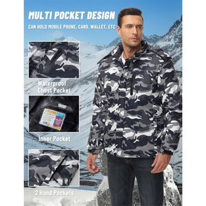 TACVASEN Sapphire Blue Insulated Fleece Lined Winter Hiking Jacket