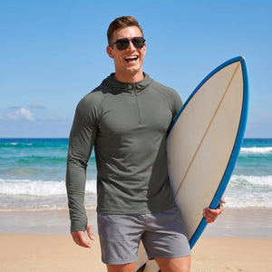 TACVASEN Dark Gray Quarter Zip UPF 50+ Sun Protection Hoodie Shirts