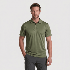 TACVASEN Army Green Quick Dry Tactical Polo Top Short Sleeve Shirt