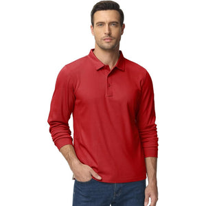 TACVASEN Black Long Sleeve Quick Dry Tactical Performance Polo Shirt