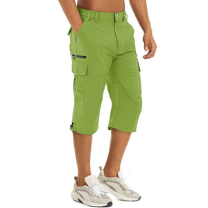 TACVASEN Fruit Green Utility Cargo Shorts 3/4 Length Capri Pants