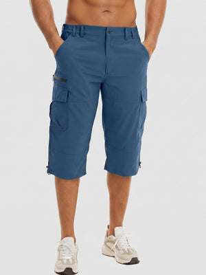 TACVASEN Blue Grey Utility Cargo Shorts 3/4 Length Capri Pants