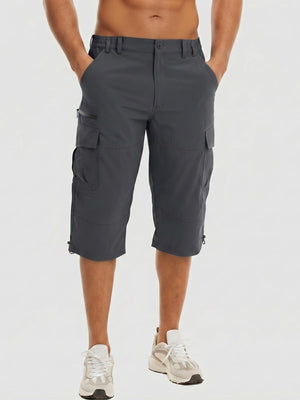 TACVASEN Dark Grey Utility Cargo Shorts 3/4 Length Capri Pants