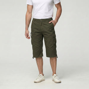TACVASEN Army Green Utility Cargo Shorts 3/4 Length Cotton Pants