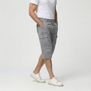TACVASEN Light Grey Utility Cargo Shorts 3/4 Length Cotton Pants