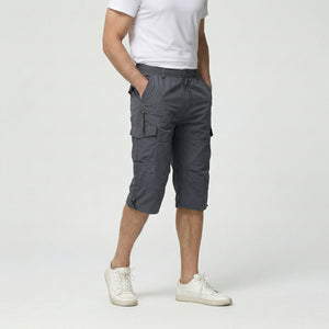 TACVASEN Dark Grey Utility Cargo Shorts 3/4 Length Cotton Pants