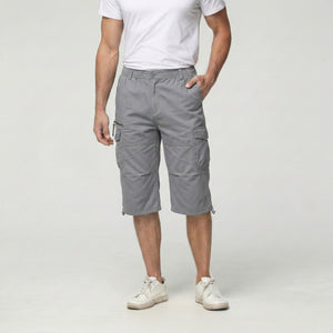 TACVASEN Light Grey Utility Cargo Shorts 3/4 Length Cotton Pants