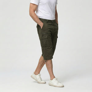 TACVASEN Army Green Utility Cargo Shorts 3/4 Length Cotton Pants