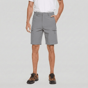 TACVASEN Light Grey Utility Cargo Shorts 5 Zip Pockets
