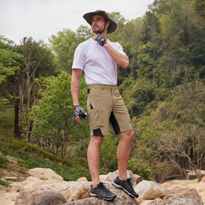 TACVASEN Khaki Mens Utility Cargo Shorts Outdoor Hiking Shorts