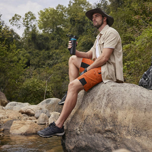 TACVASEN Orange Mens Utility Cargo Shorts Outdoor Hiking Shorts