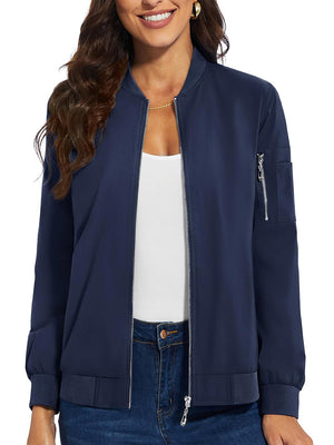 TACVASEN Navy Women's Bomber Jackets Lightweight Casual Jacket