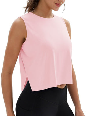 TACVASEN Light Pink Women's Crop Workout Sleeveless Tank Loose Fit