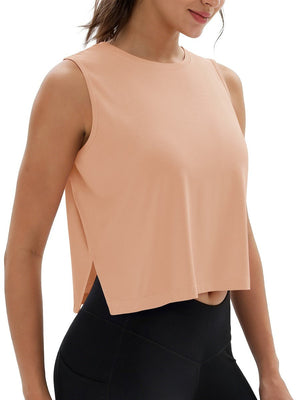 TACVASEN Apricot Women's Crop Workout Sleeveless Tank Loose Fit