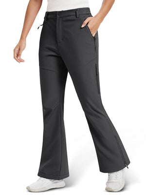 TACVASEN Dark Grey Women's Fleece Lined Flare Pants